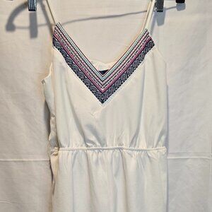 Blue Rair White Romper With Embroidered Detail, Size Med,